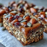Wholesome oat and honey granola bars studded with sunflower seeds and shredded coconut, perfect for an energizing nut-free treat.