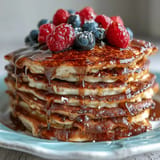 Fluffy protein pancakes, a delicious Icelandic breakfast served warm with toppings.