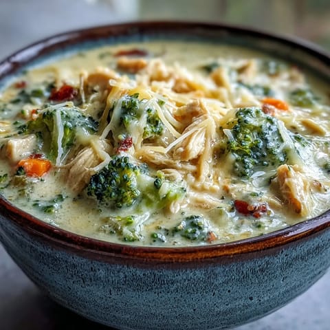 Creamy Best Chicken Broccoli Cheddar Soup with tender chicken, fresh broccoli, and melted sharp cheddar in a rustic bowl.