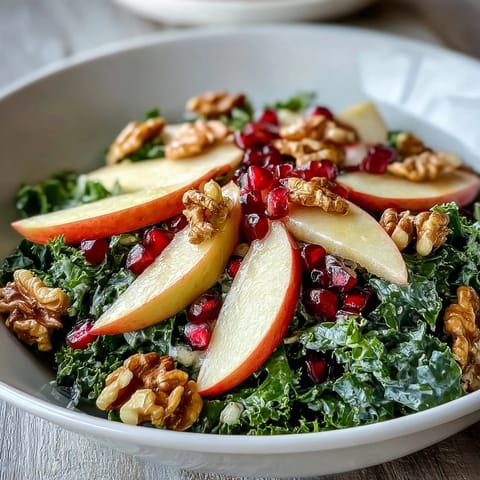 Tossed with a zesty apple cider dressing, this healthy Kale and Pomegranate Bowl offers a perfect mix of sweet, tart, and earthy flavors.