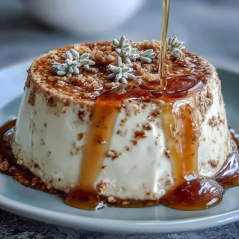 Silky Honey Lavender Panna Cotta with a floral aroma and golden honey drizzle, served in elegant glasses.