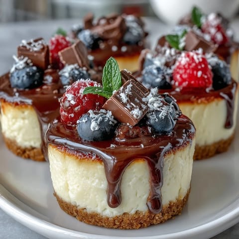 Housewarming Mini Cheesecakes topped with fresh berries and whipped cream, served on a festive platter for a celebration.