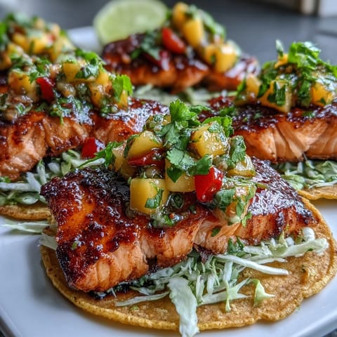 Grilled Salmon Mango Tacos