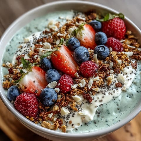 A vibrant, thick skyr protein smoothie bowl, perfect for a healthy breakfast.