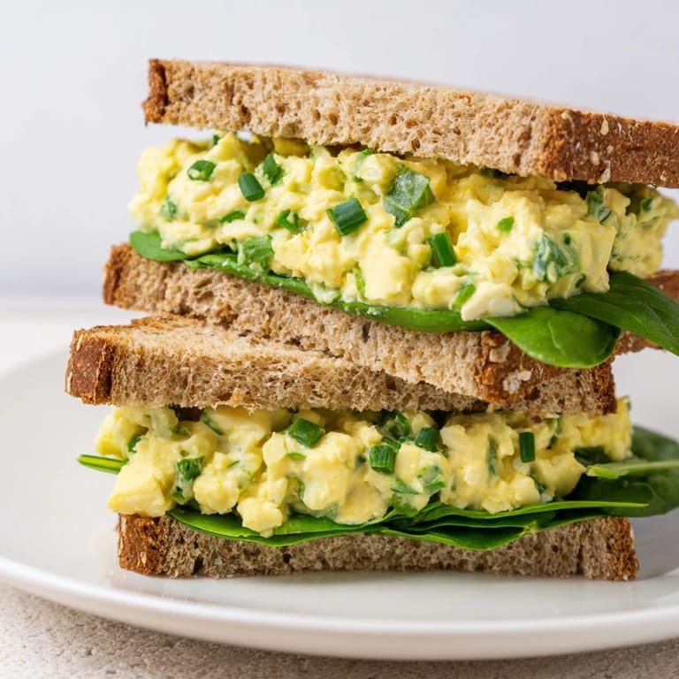 Delicious open-faced Avocado Egg Salad Sandwich with fluffy eggs and avocado, paired with crisp greens and juicy tomato on the side.