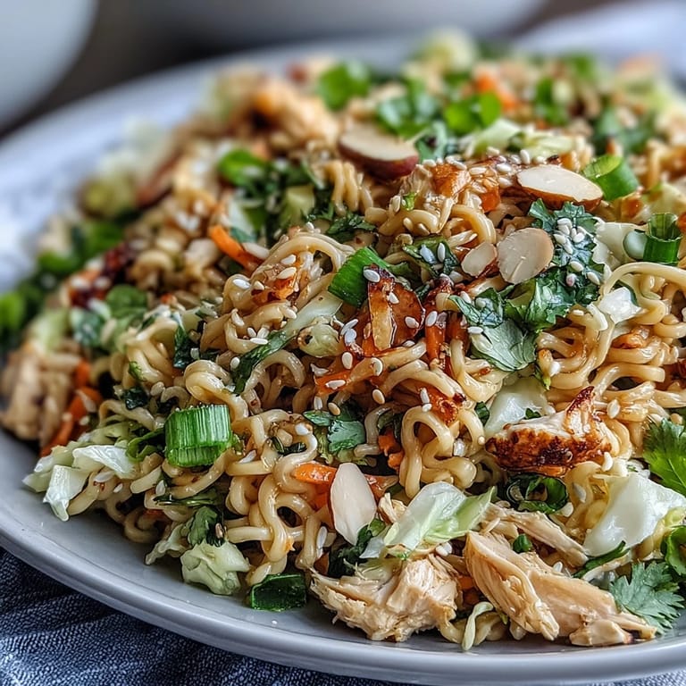 This colorful Crunchy Ramen Chicken Salad is perfect for a quick, satisfying lunch.