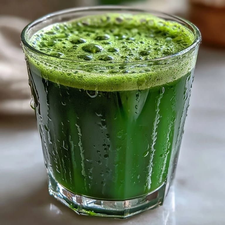 Freshly blended Cabbage and Kale Detox Juice with lemon, glistening in sunlight.