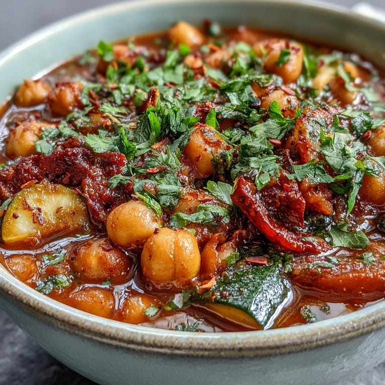 Delicious Spicy Chickpea Stew, a comforting vegan meal, perfect for a chilly evening.