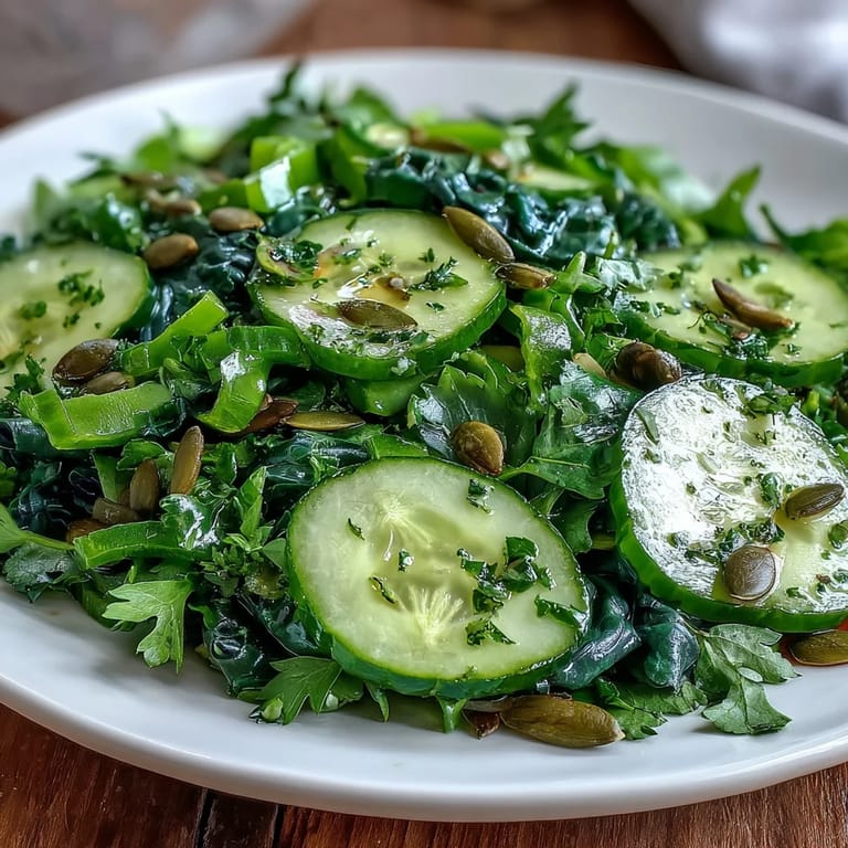 Healthy and bright Glowing Green Salad, perfect for a light lunch or refreshing side.