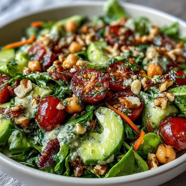 Fresh Mixed Greens Power Bowl showcasing colorful vegetables, beans, and seeds for a wholesome, plant-based lunch.