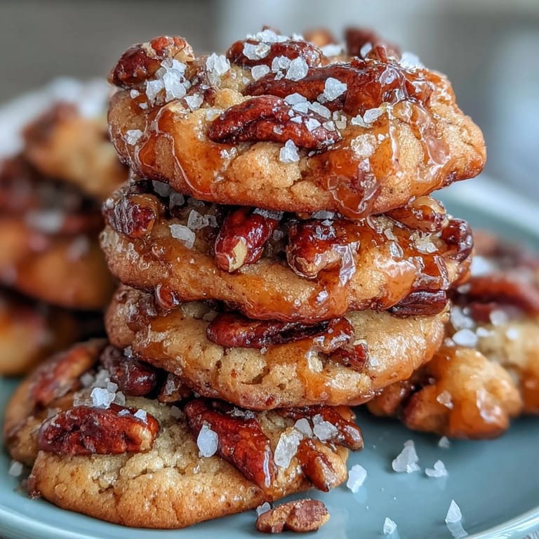 Soft and chewy butter pecan cookies with brown butter and sea salt, perfect for holiday baking or an indulgent snack.