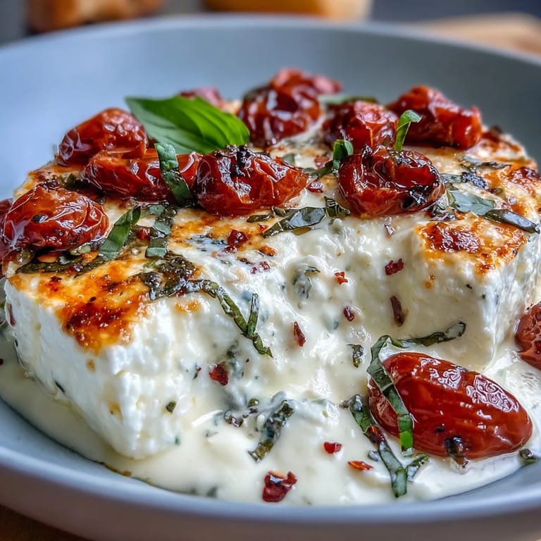 Roasted feta pasta dish with vibrant tomatoes, perfect for weeknight dinners.