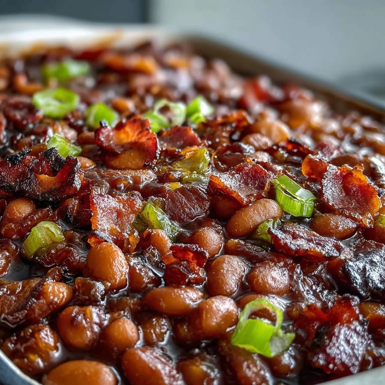 Rich molasses and bacon perfume these slow-cooked Juneteenth BBQ Baked Beans.