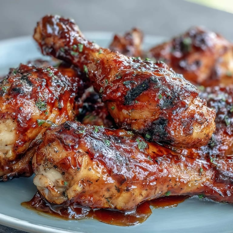 Delicious grilled BBQ Chicken Drumsticks glazed in sweet and tangy spicy peach sauce.