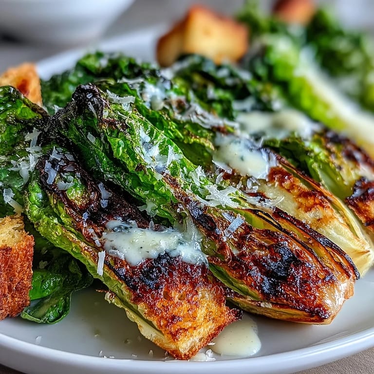 Warm, charred romaine hearts in Grilled Caesar Salad, a sensational smoky side dish.
