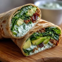 Healthy Easy 5-Ingredient Avocado Tuna Wraps with creamy avocado, fresh spinach, and flaky tuna wrapped in whole wheat tortillas.